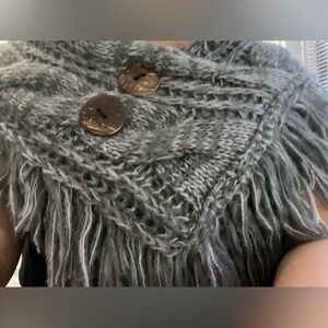 Gray Knit Scarf with Button Accents
